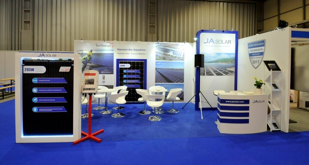 JA Solar exhibition stand at Solar and Storage Live