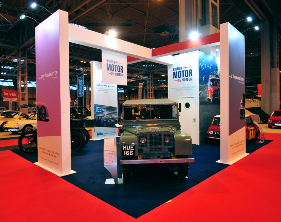 classic car show exhibition stand - british motor museum