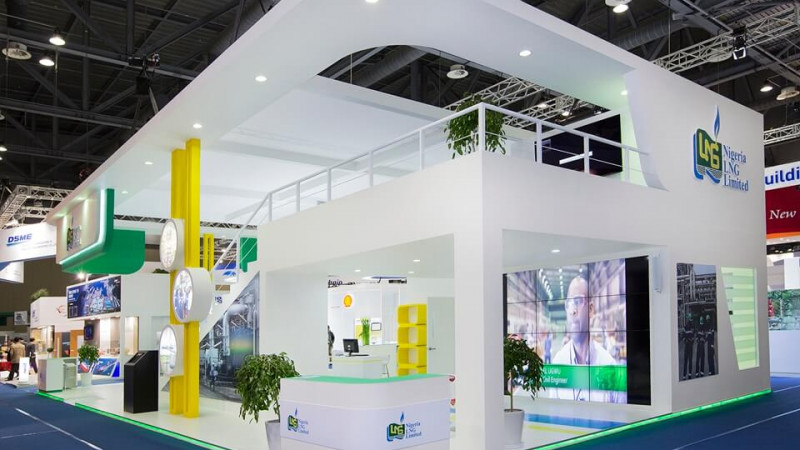 Double Decker Exhibition Stand for Nigeria LNG at Gastech 2014 (Side view) Double Deck Exhibition Stand for Nigeria LNG - Side view
