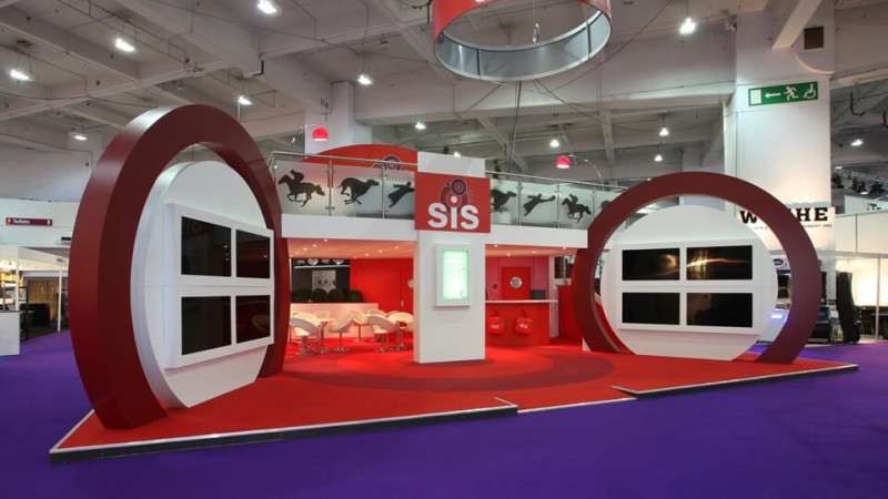 Double decker exhibition stand for SiS Live at International Gaming Expo Double deck exhibition stand for SiS Live