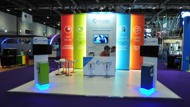 Custom exhibition stand for Censornet at BETT Show Exhibition stand for Censornet