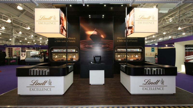 Custom exhibition stand for Lindt at IHS Exhibition stand for Lindt