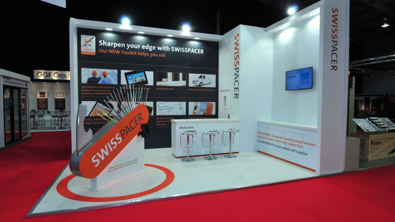 Exhibition stand for Swisspacer at Spring Fair Exhibition stand for Swisspacer