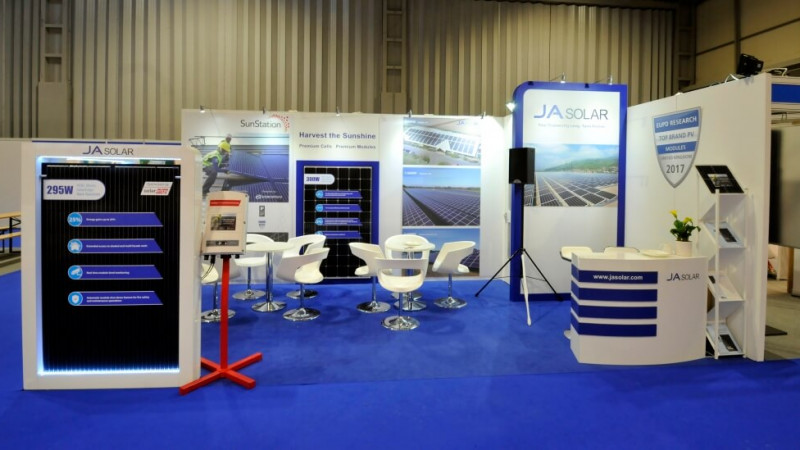 JA Solar exhibition stand at Solar and Storage Live