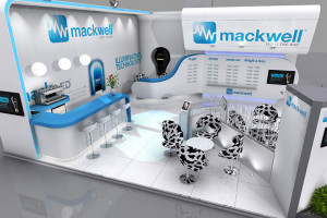 8 x 8 exhibition stand design for Mackwell Electronics at Lux Live